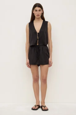 Beal Silk Tie Front Top